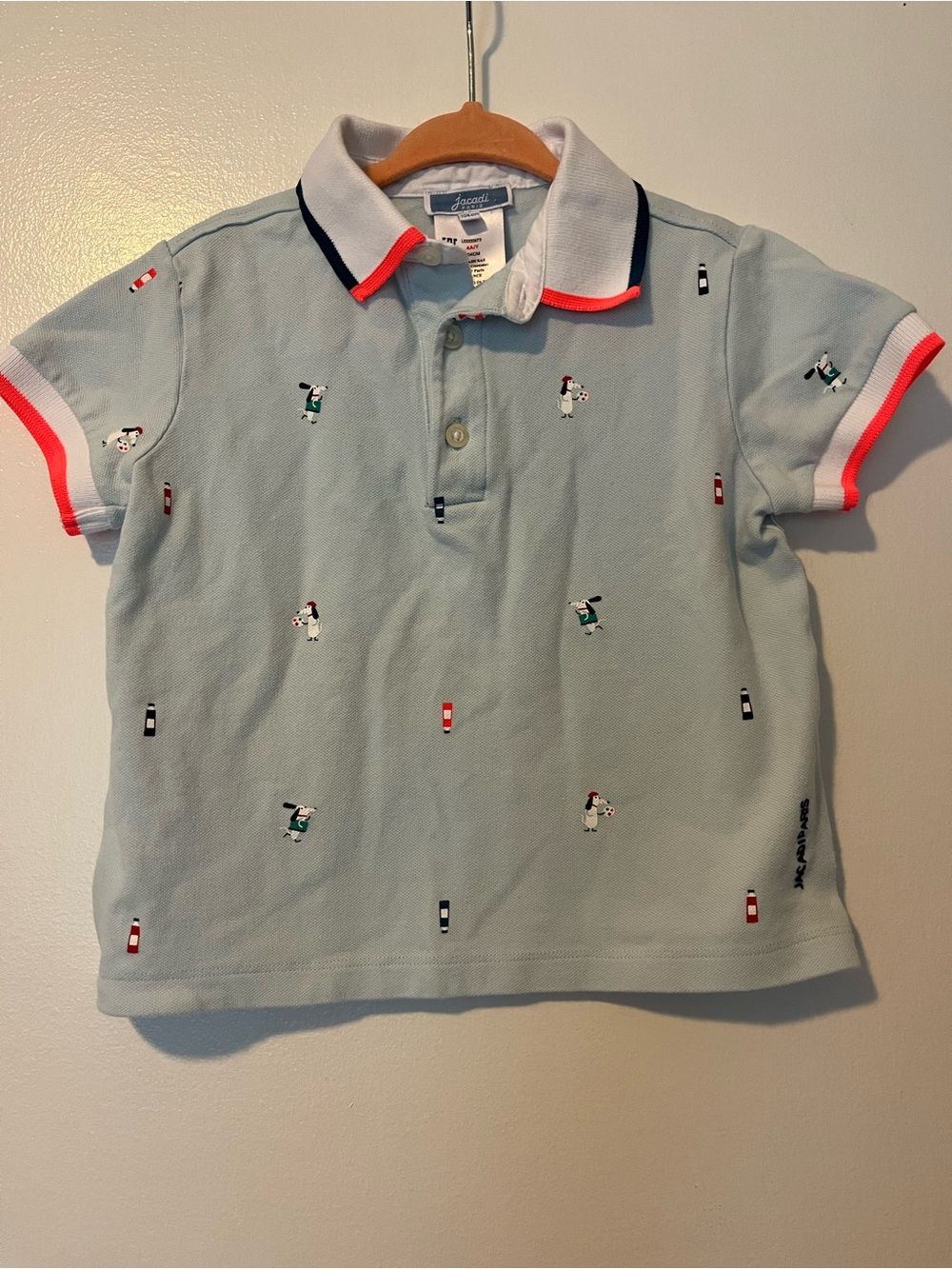Jacadi Paris Boys Polo with French Dog Design excellent condition